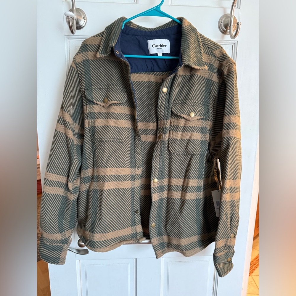 Corridor plaid green snap jacket